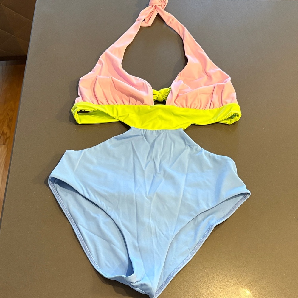 Beach Bunny Pink, Yellow, and Blue One Piece